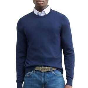 Nordstrom Men's Italian Merino Wool Deep Blue Crewneck Sweater Size XXL Tall